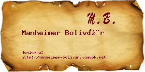 Manheimer Bolivár névjegykártya